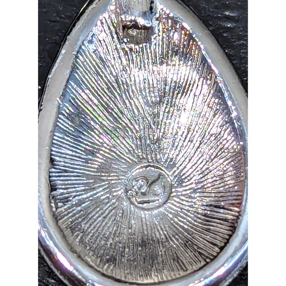 Swarovski Earrings, Pavé Crystals, Teardrop Dangle, Silver-tone, Safety Back - Picture 3 of 4